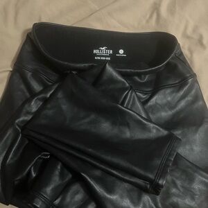 Hollister Jet Black Faux Leather Pants
